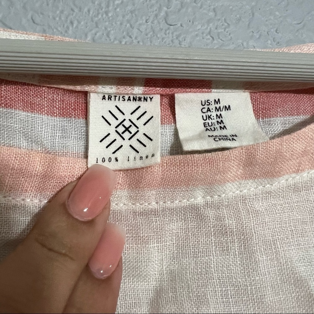 Artisan NY Linen striped blouse medium - Picture 7 of 7